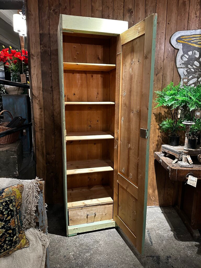 Green Painted European Pantry Cabinet