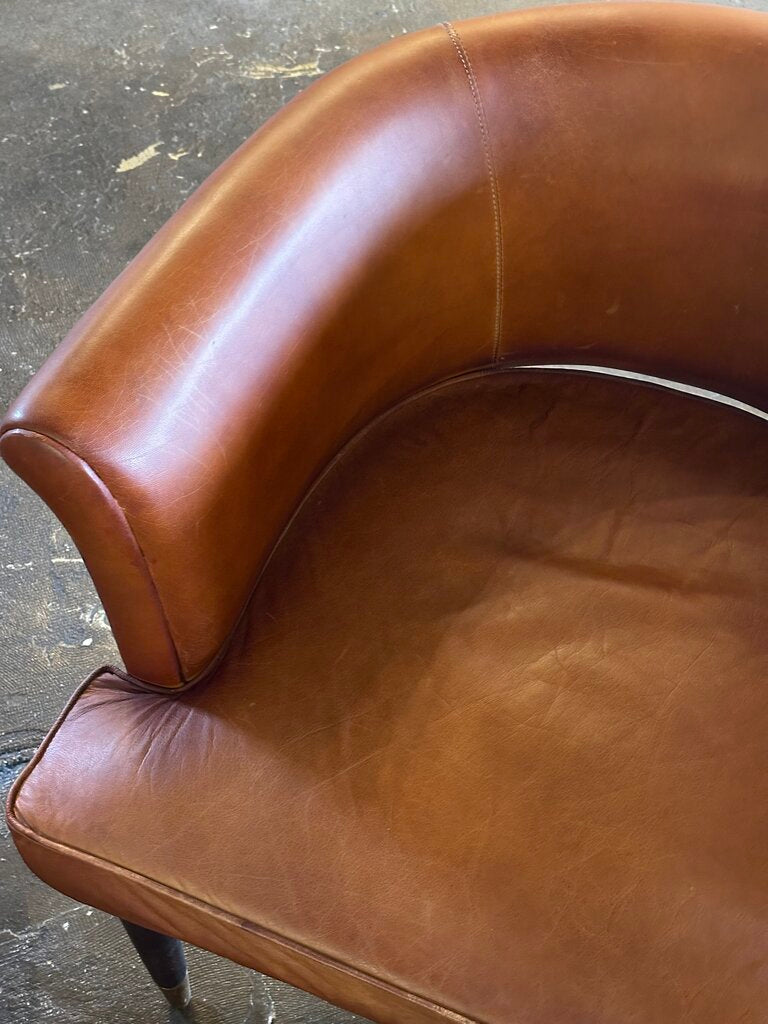 Genuine Leather Chair + Brass Leg Detail