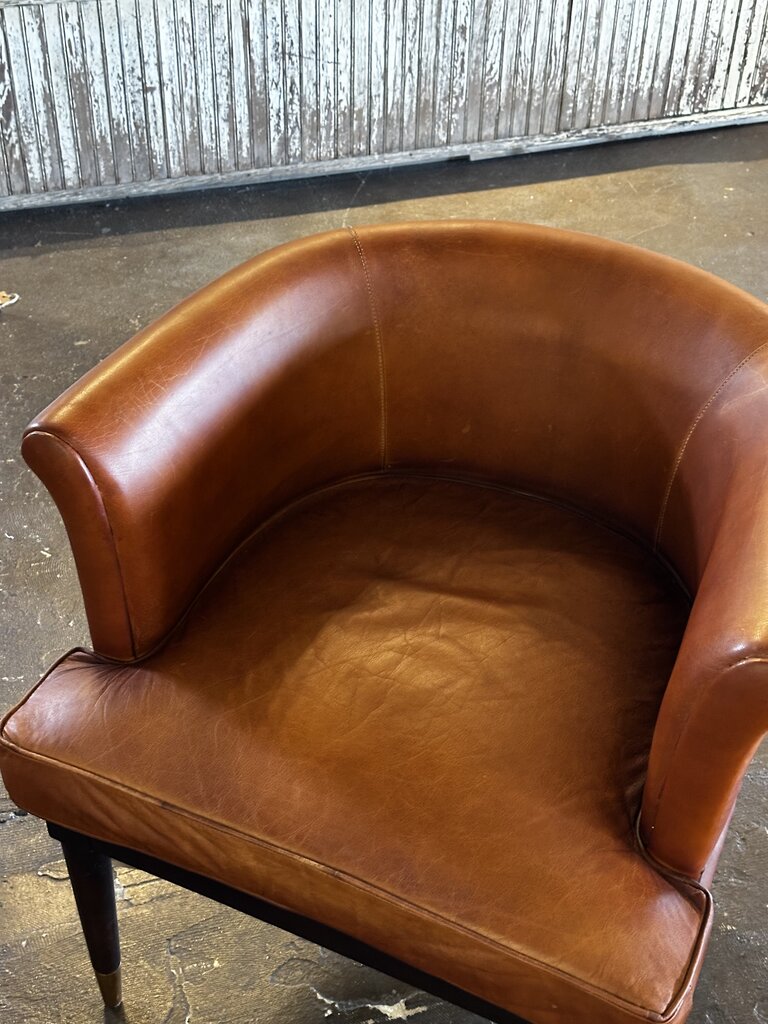 Genuine Leather Chair + Brass Leg Detail