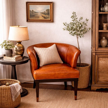 Genuine Leather Chair + Brass Leg Detail