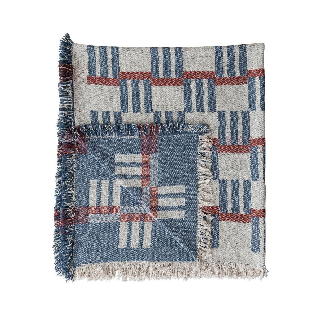 Beautiful Cotton Stripe/ Block Pattern Throw