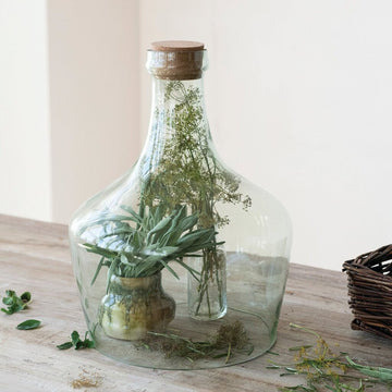 Hand Blown Recycled Glass Cloche + Cork Stopper