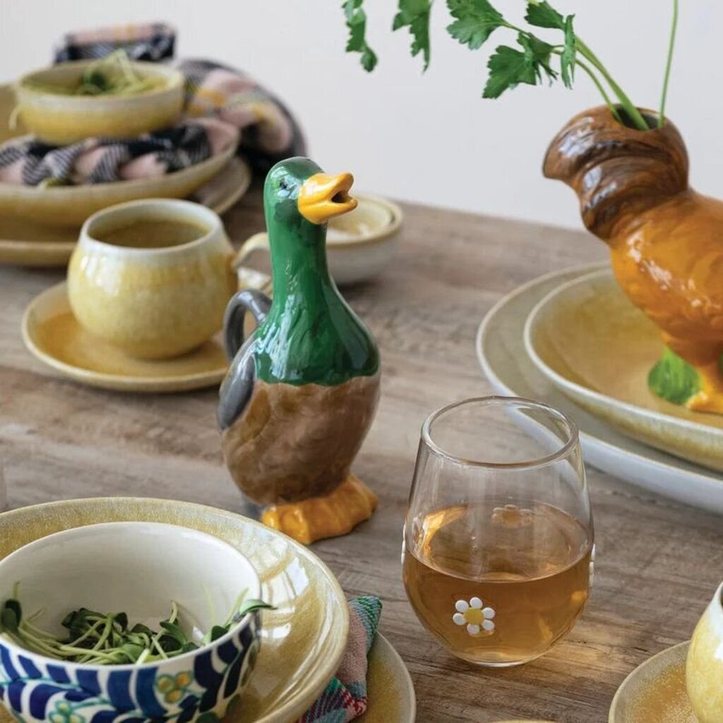 Hand- Painted Stoneware Duck Pitcher