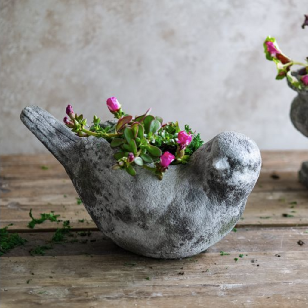 Vintage Cement Bird Planter