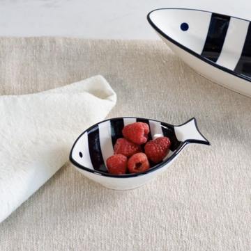 Dark Blue & White Stripe Fish Bowl