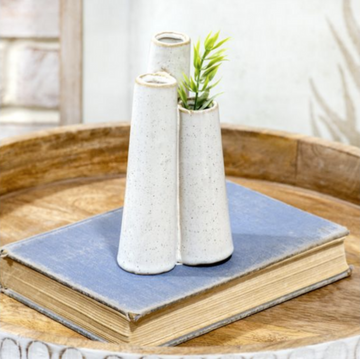 Speckle White Triple Vase