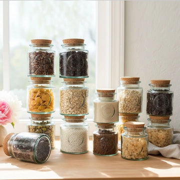 Authentic Recycled Glass Jar w/ Cork Lid