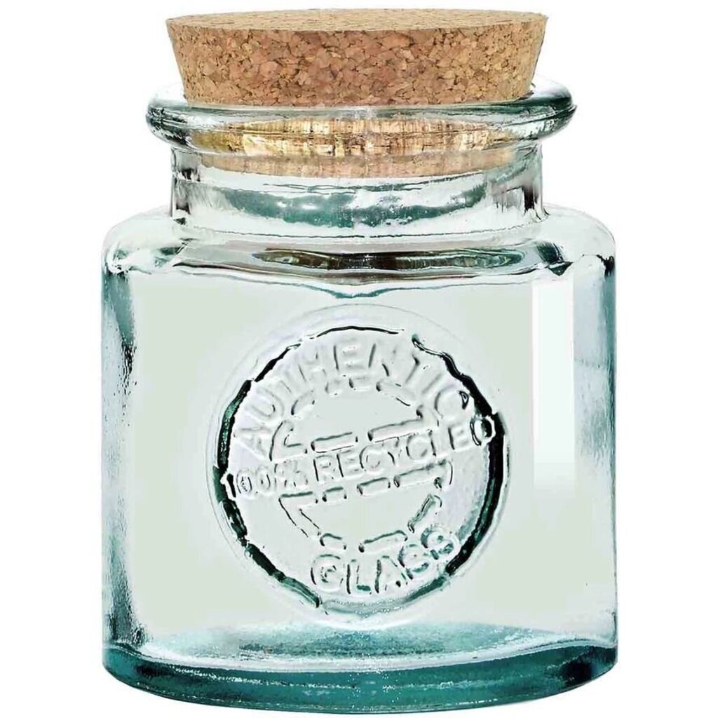 Authentic Recycled Glass Jar w/ Cork Lid