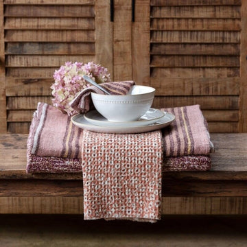 Pink Hollyhock Floral Dishtowel