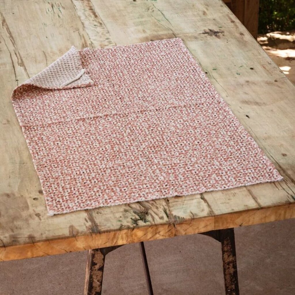Pink Hollyhock Floral Dishtowel