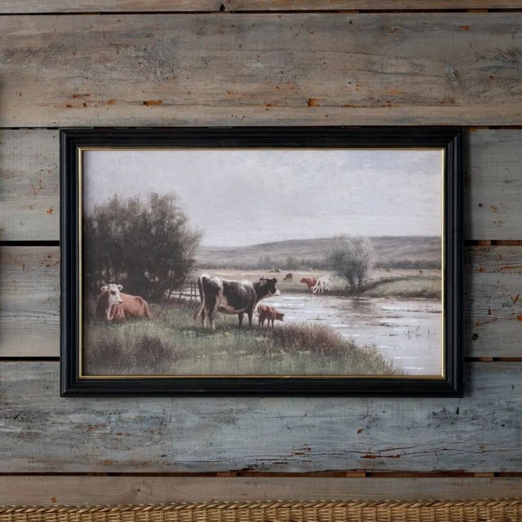 Riverbank Pasture Framed Print