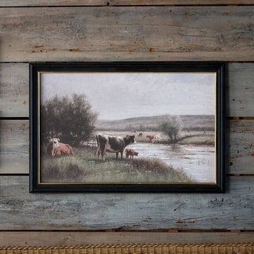 Riverbank Pasture Framed Print
