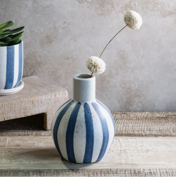 Blue Stripe Ceramic Vase
