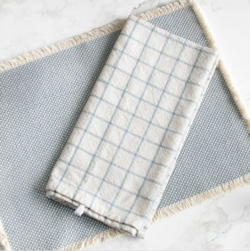 Light Blue Check Tea Towel