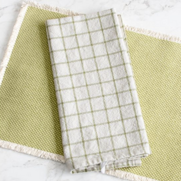 Sage Check Tea Towel