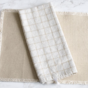 Pretty Beige Check Tea Towel