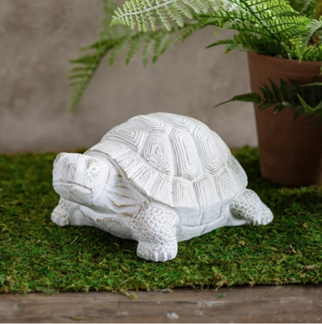 White Cement Garden Turtle