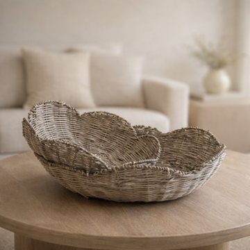 Grey Wash Willow Scallop Tray