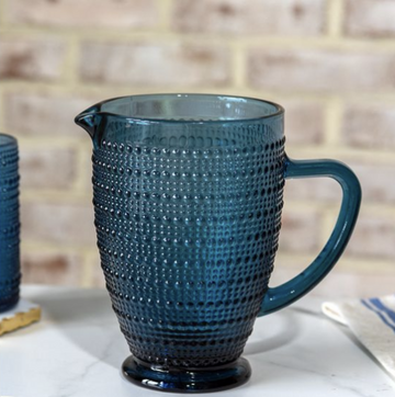 Blue Dot Glass Pitcher