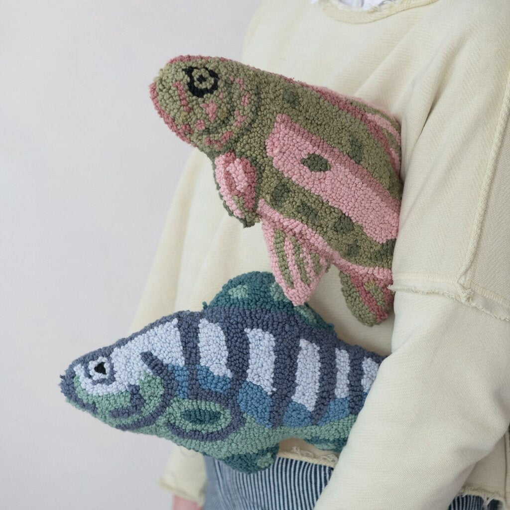 Woven Cotton Tufted Fish Shaped Pillow