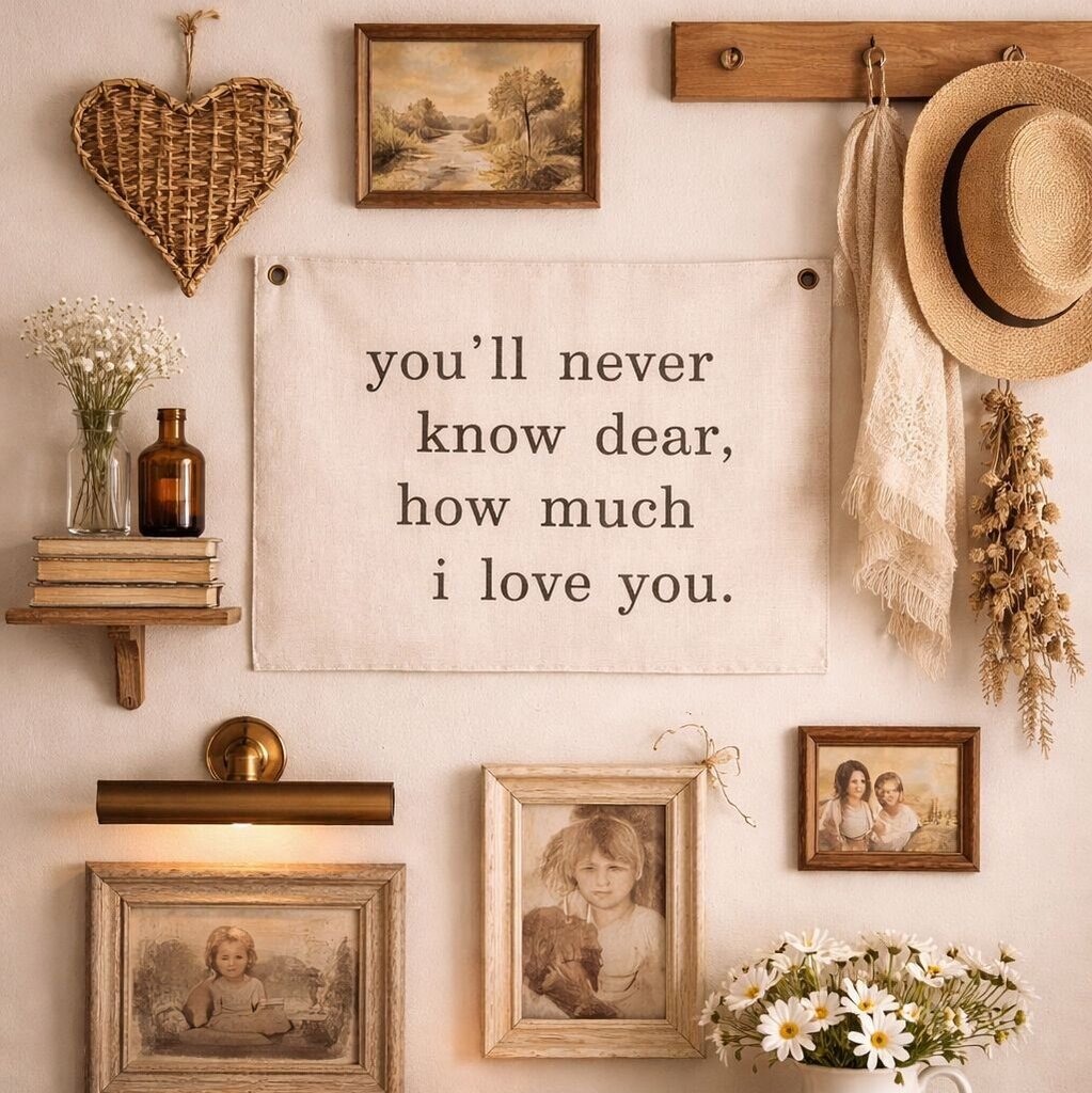 "You'll Never Know Dear..." Hand-Painted Wall Tarp