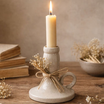 Cream Stoneware Chamberstick