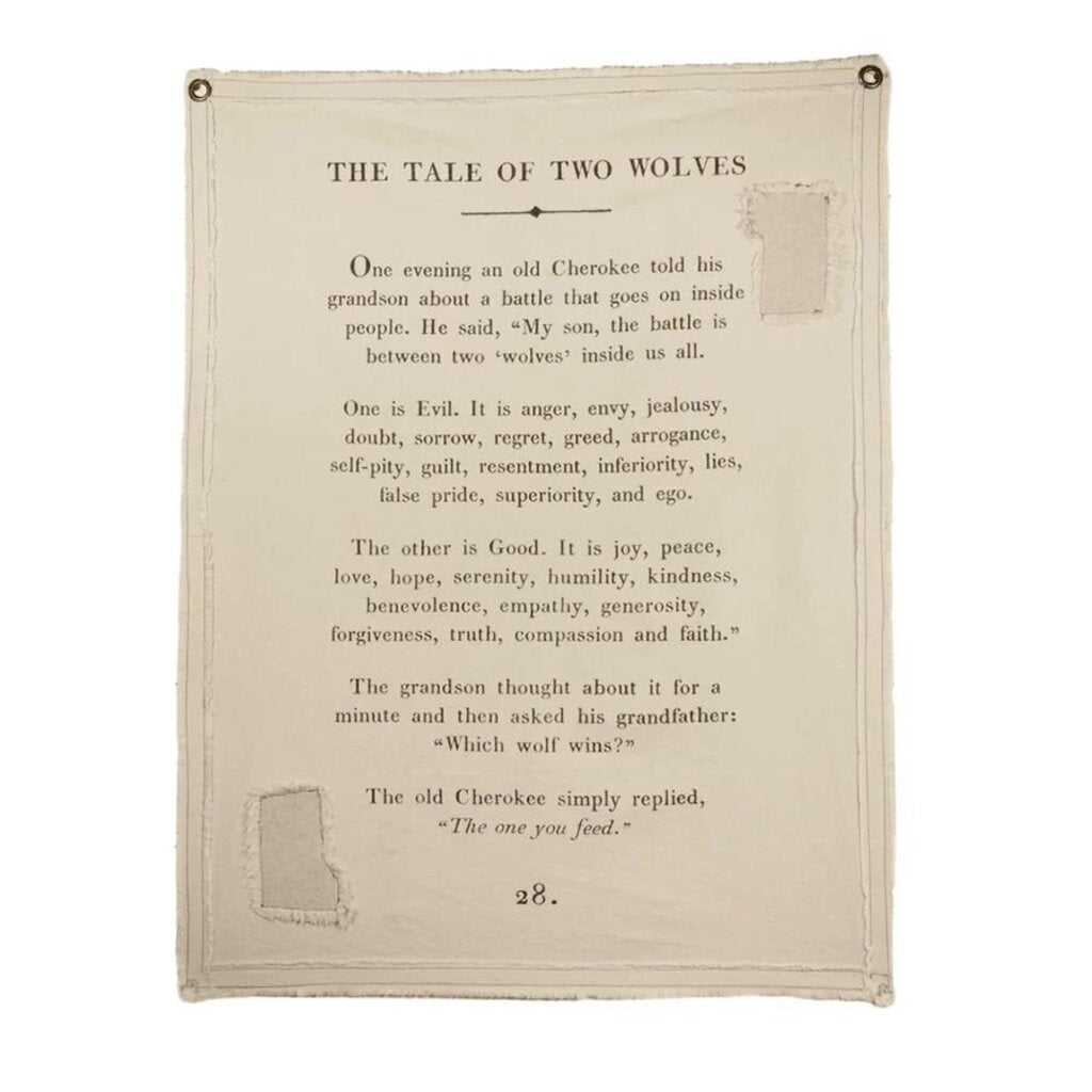 Tale Of Two Wolves Canvas Wall Hanging