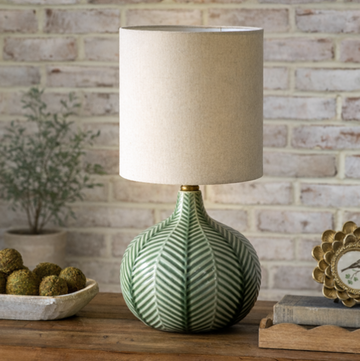Green Leaf Pattern Ceramic Table Lamp