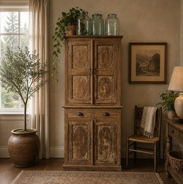 2 Drawer /4 Door Hutch Cabinet