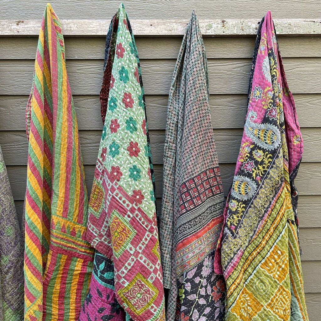 Beautiful Recycled Kantha Throw