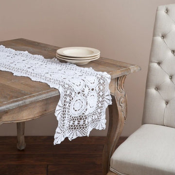 White Crochet Table Runner