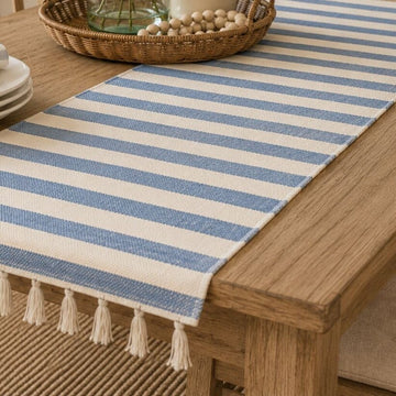 Pale Blue Striped Table Runner