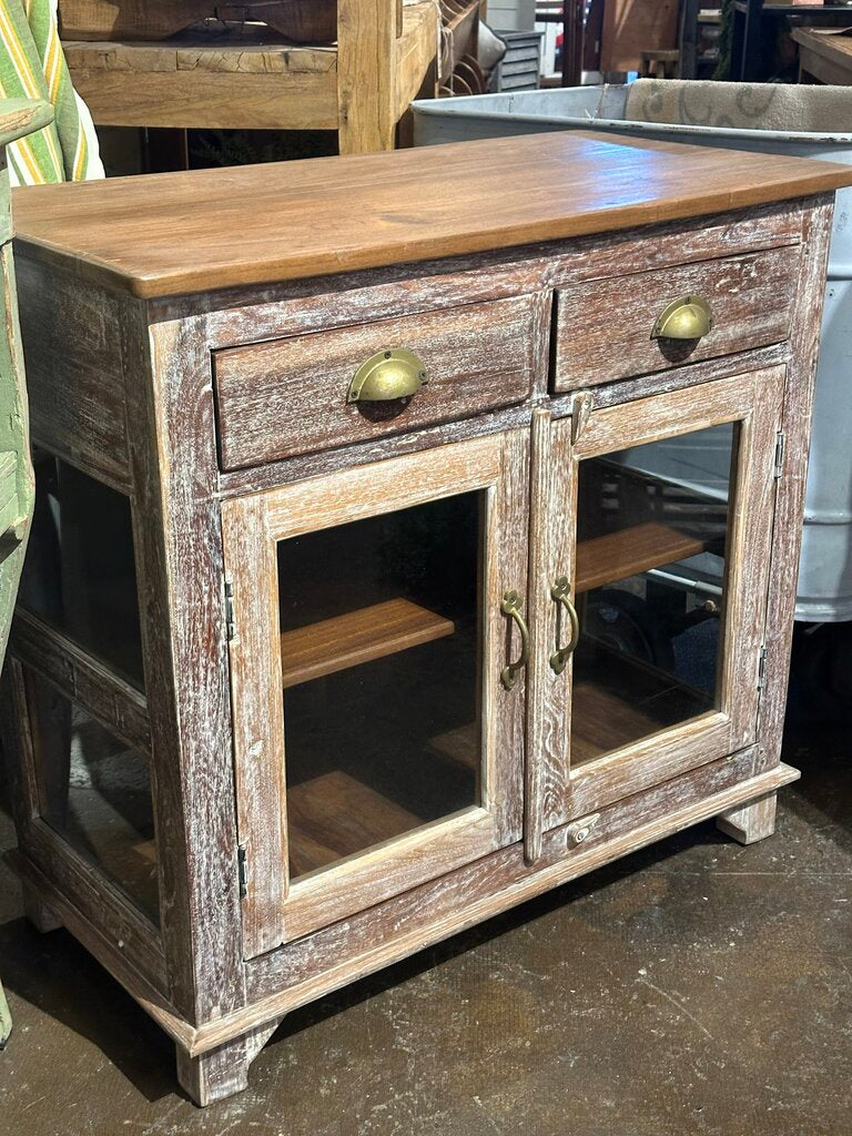 Wood 2 Drawer + 2 Door Short Cabinet