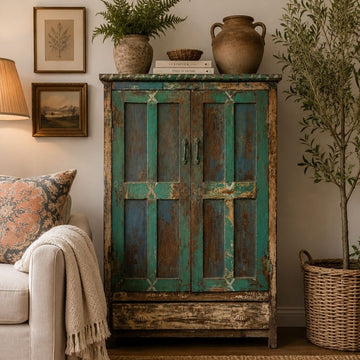 Green 2 Door/ Bottom Drawer Cabinet