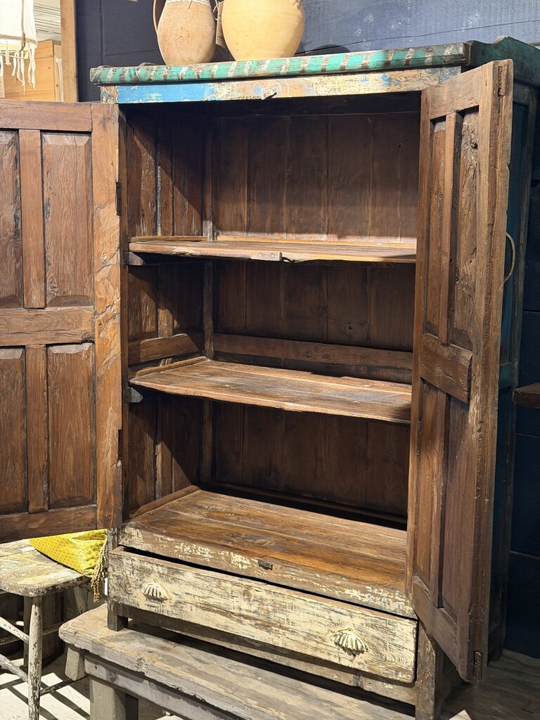 Green 2 Door/ Bottom Drawer Cabinet