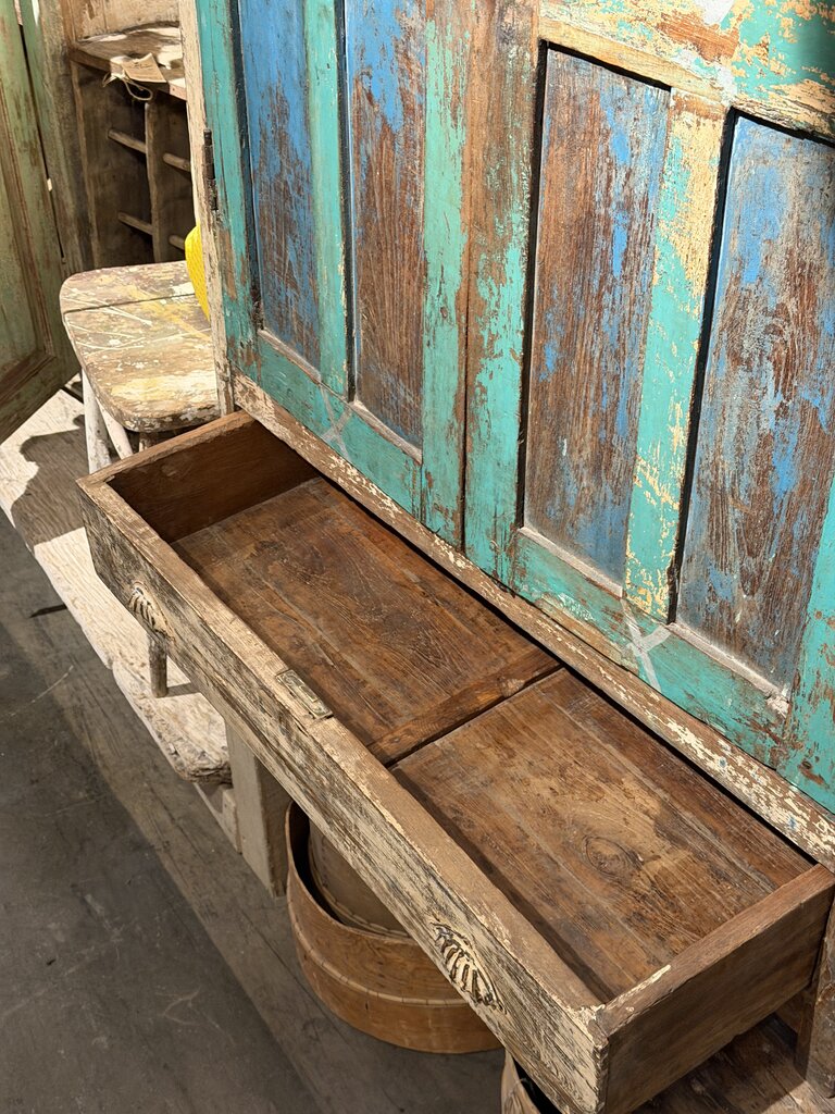 Green 2 Door/ Bottom Drawer Cabinet