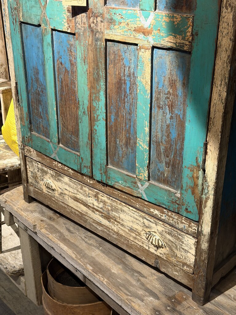 Green 2 Door/ Bottom Drawer Cabinet