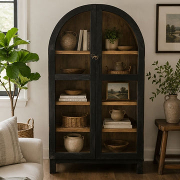 Black Arched Wooden Cabinet