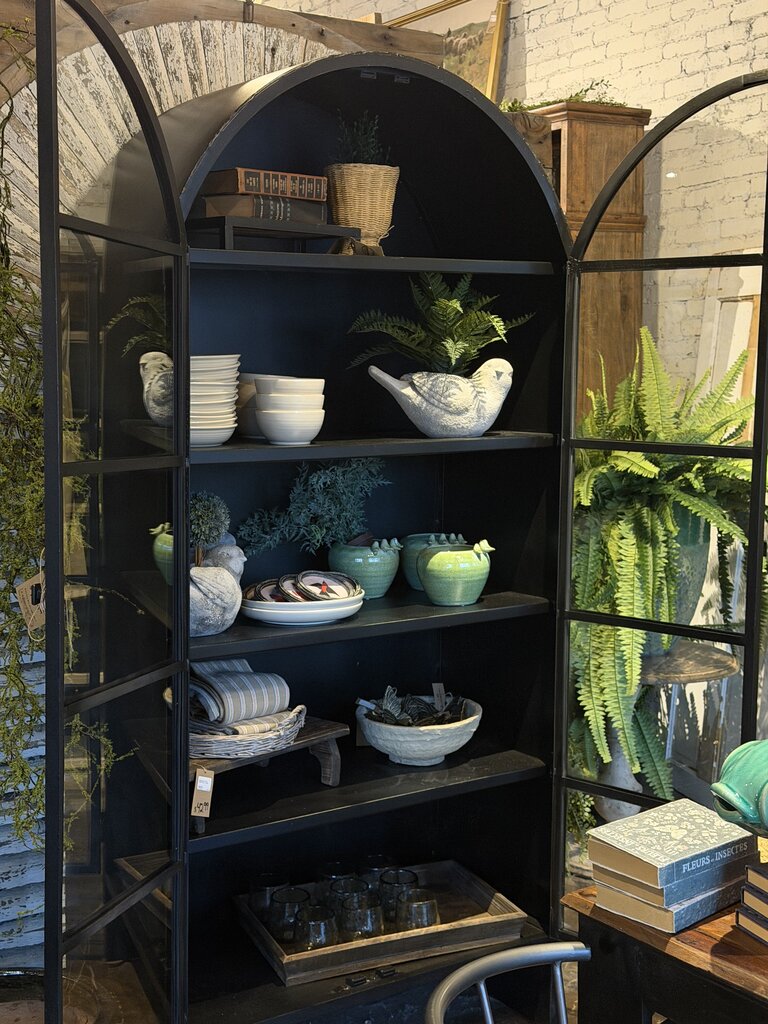 Metal + Glass Black Arch Cabinet