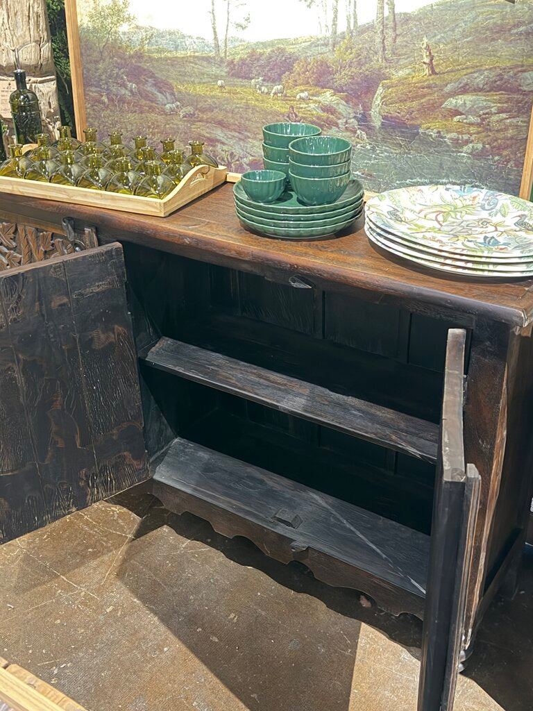 Carved Wood Birds 3 Door Sideboard