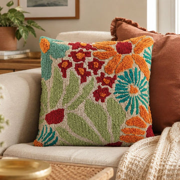 Vibrant Tufted Floral Pillow