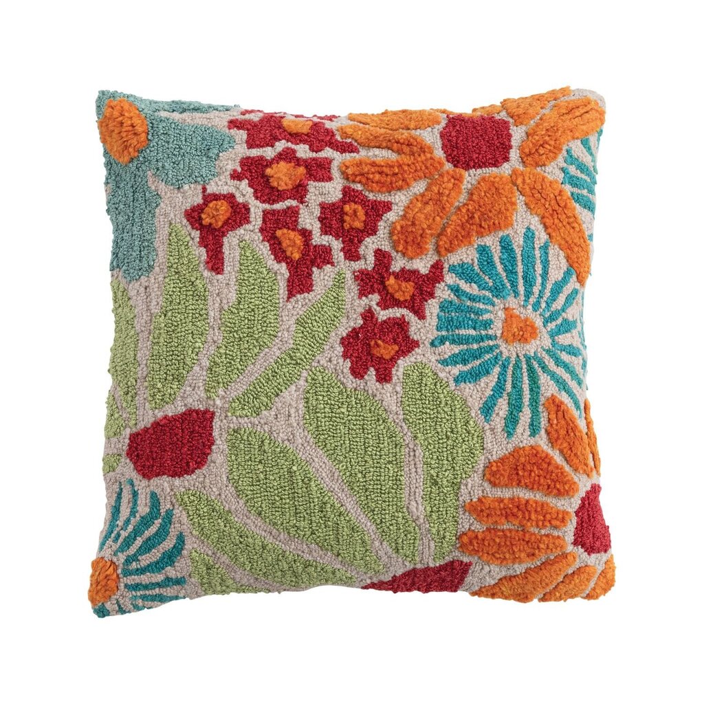 Vibrant Tufted Floral Pillow