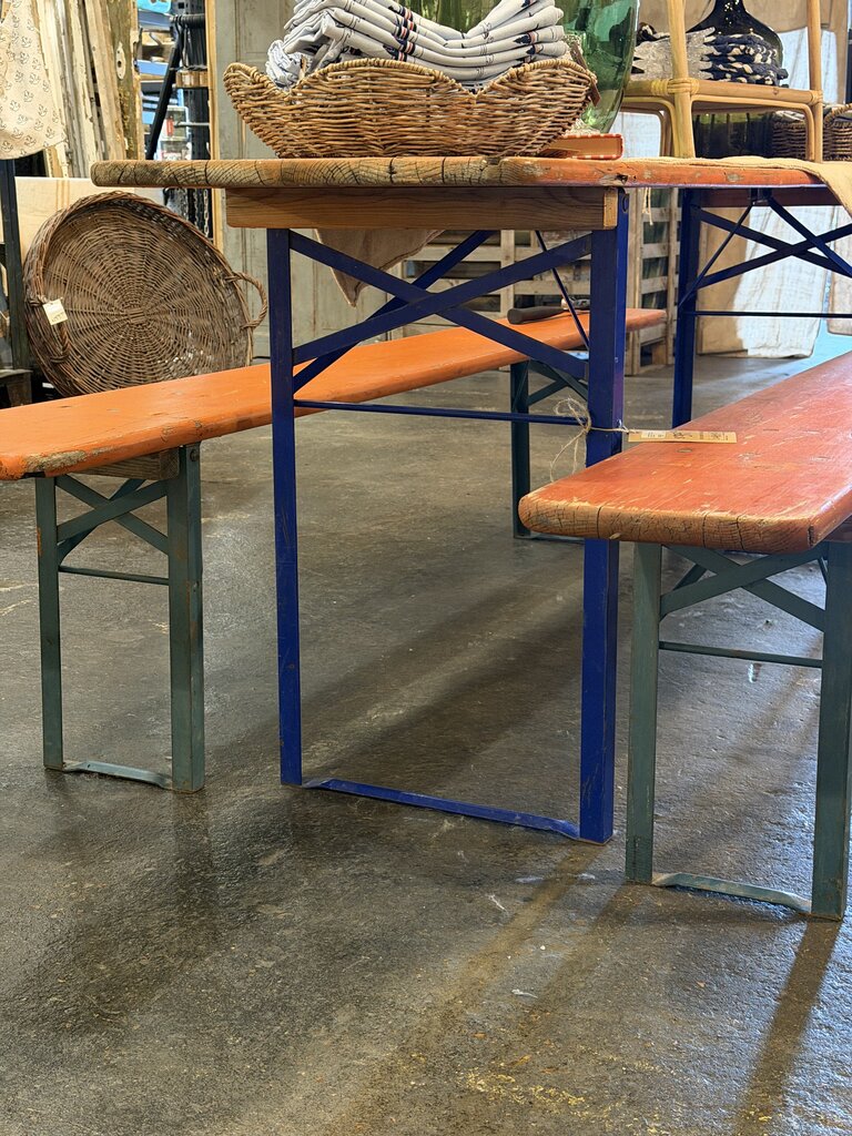 Authentic European Biergarten Table + 2 Benches