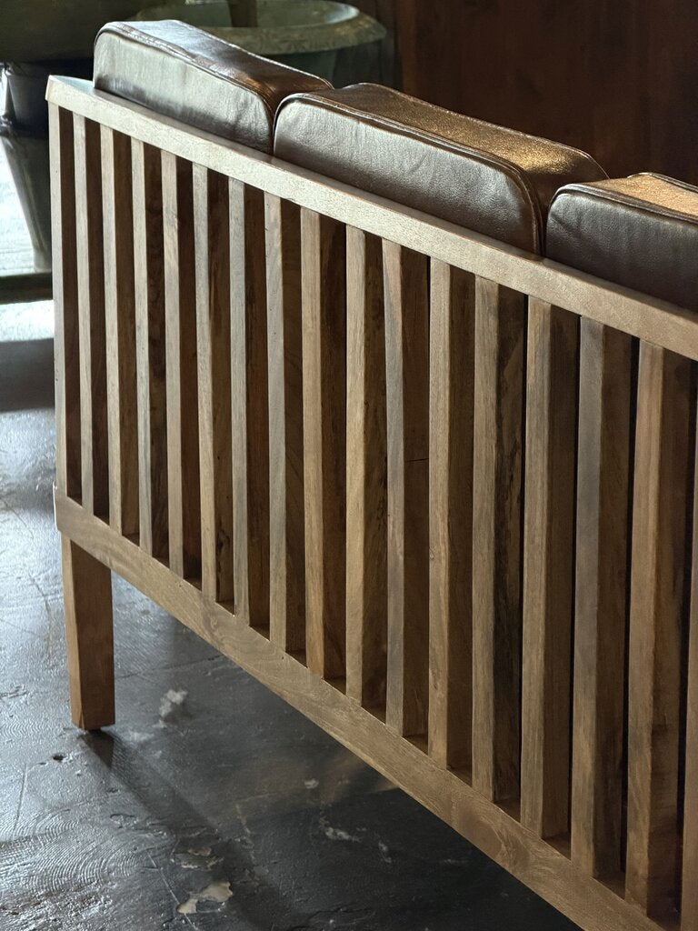 Wood & Leather Cushion Sofa