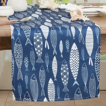 Navy Blue Fishy Table Runner