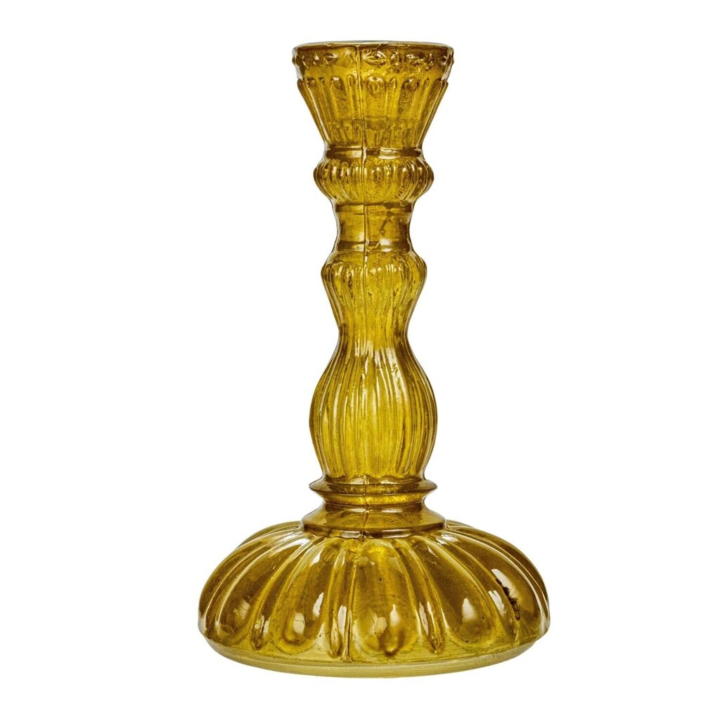 Green Embossed Glass Taper Holder