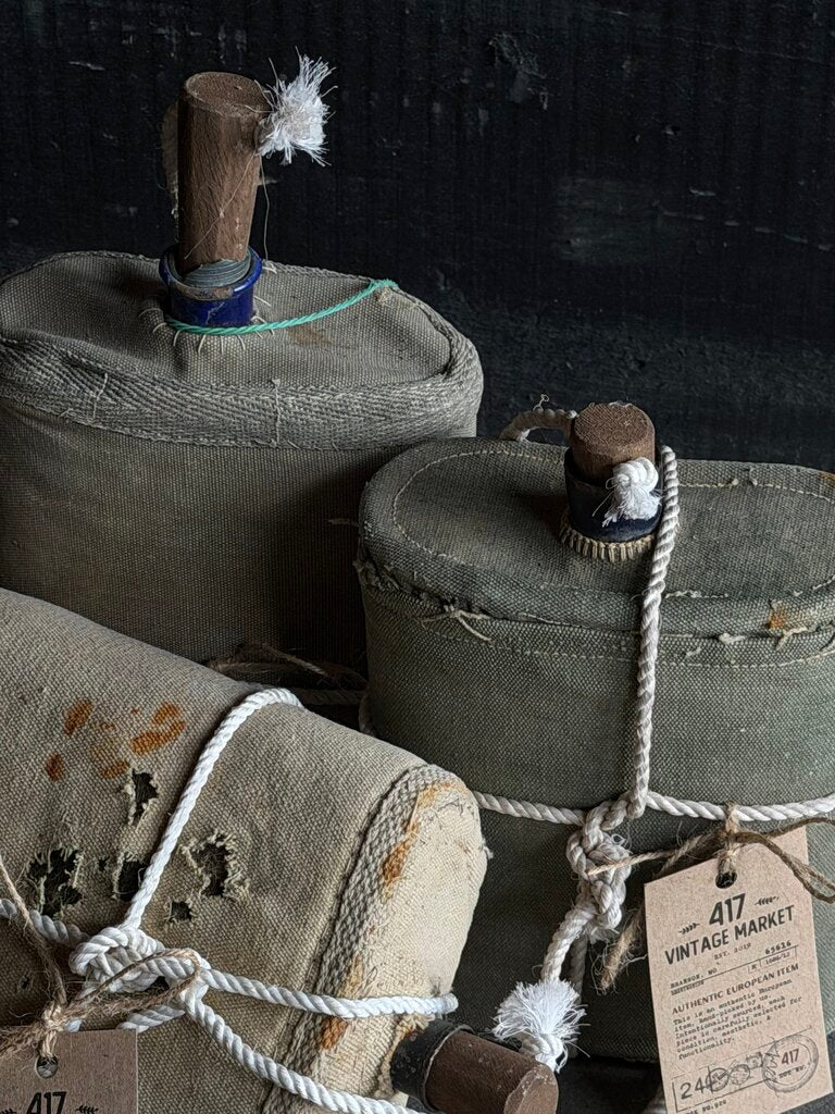Vintage Water Bottle + Canvas Cover