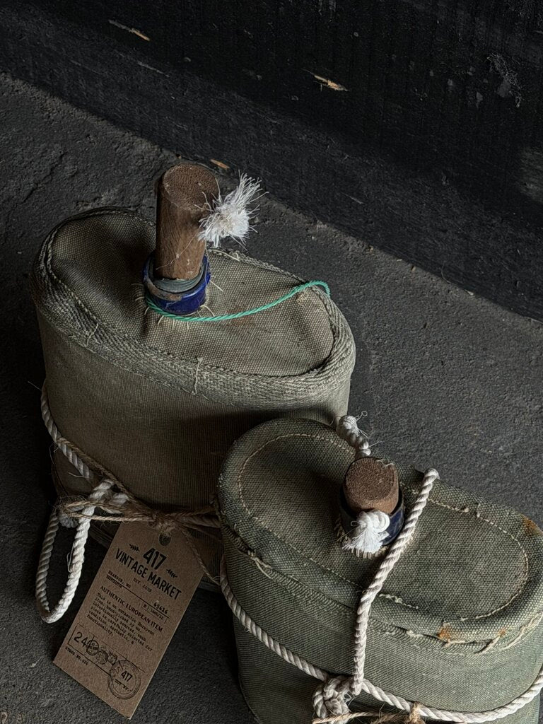 Vintage Water Bottle + Canvas Cover