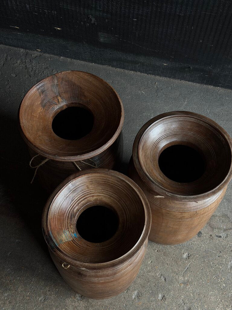 Authentic Dark Wooden Pot