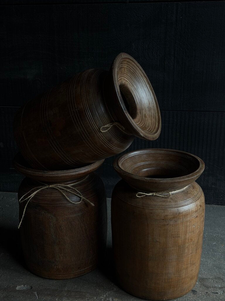 Authentic Dark Wooden Pot